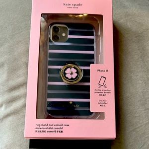 Kate Spade iPhone 11 striped phone case and ring stand